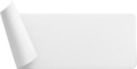 White Glued Rectangle Sticker with Curled Corners 