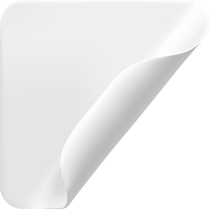 White Square Glued Sticker with Curled Corners