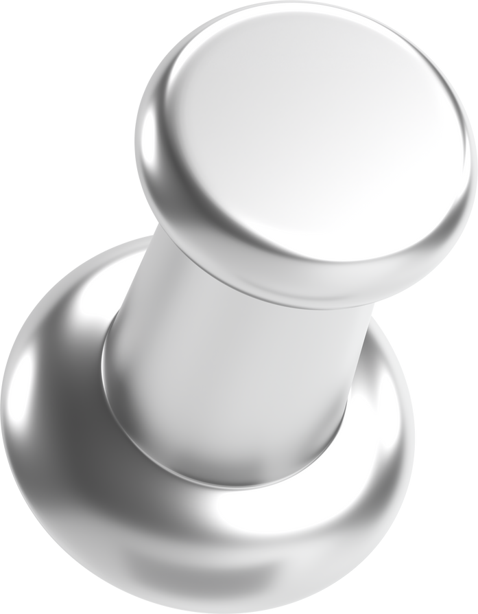 Push pin. Drawing pin. 3D pin. 3D illustration.